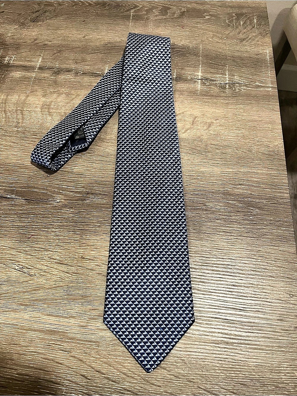 Ermenegildo Zegna Blue White Geometric Silk Tie Italy